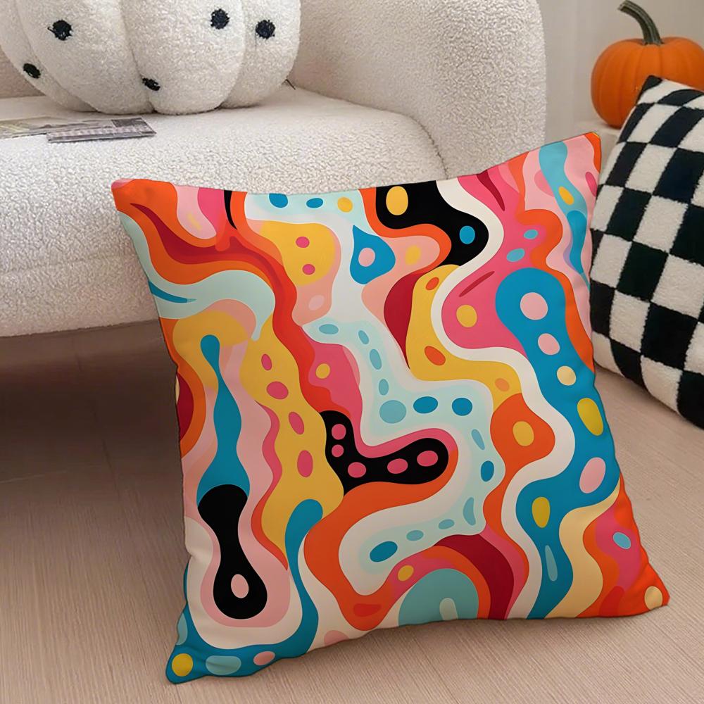 Abstraktes Geometrisches Muster Kunst Kissenbezug Überwurf-Kissenbezug Verdeckter Knopf Langlebiges Polyester Stuhlkissen