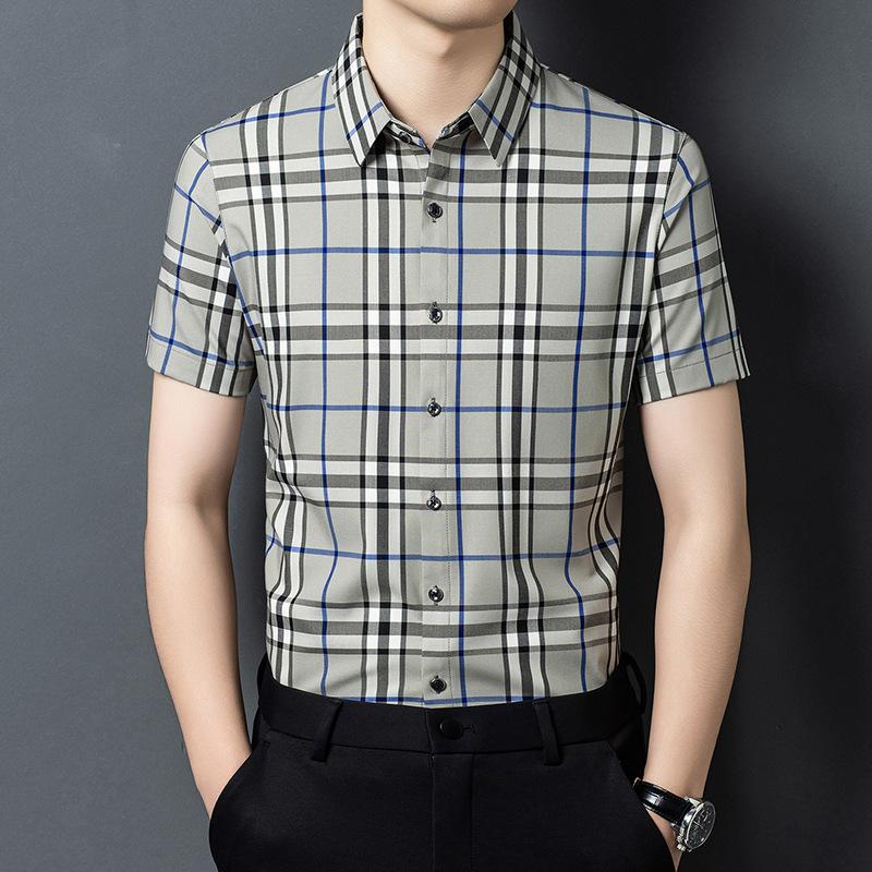 Summer Short Sleeve Shirt Men s Wrinkle-Resistant Business Casual M