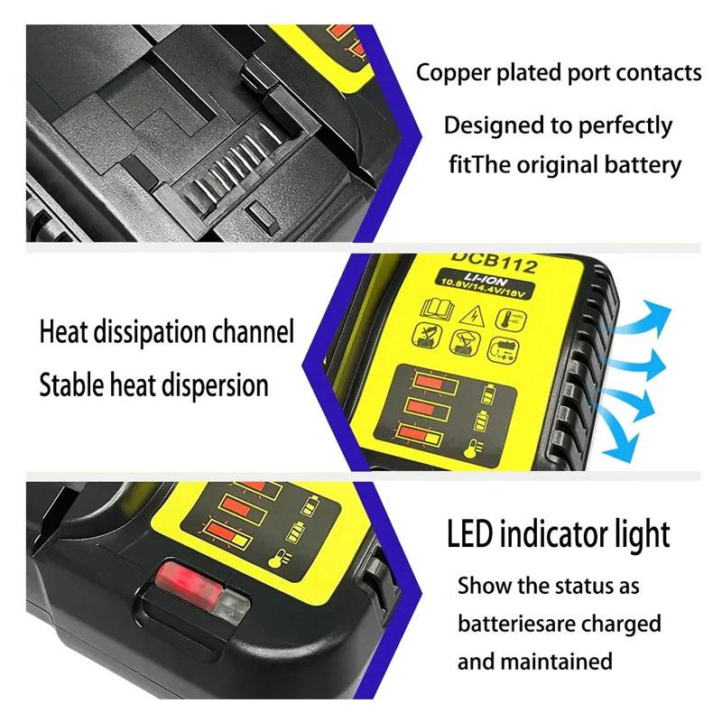Lithium Battery Charger Accessories Parts LED Display For DeWalt For XR 10.8V 14.4V 20V Li-ion Cell Pack DCB112 DCB115 DCB118