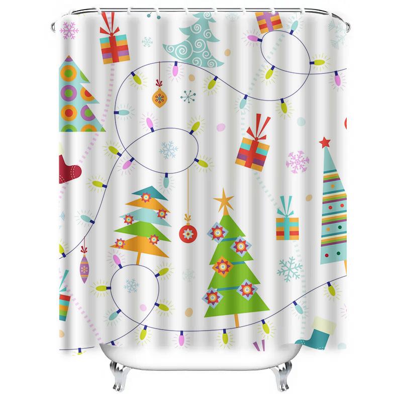 Tu Charming Shower Curtain Set Waterproof Modern Farmhouse Bathroom Decor Holiday Festive Pattern Fabric Backdrop