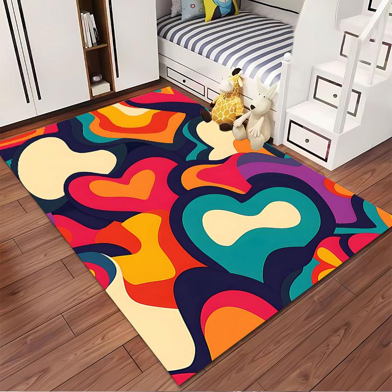 Colorful Abstract Heart Pattern Suitable As a Non-slip Mat for the Living Room or Bedroom Sofa