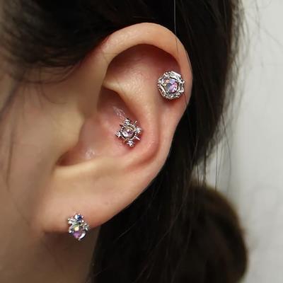 Damen Cubic 3-teiliges Inner Conch Ohrringe Set