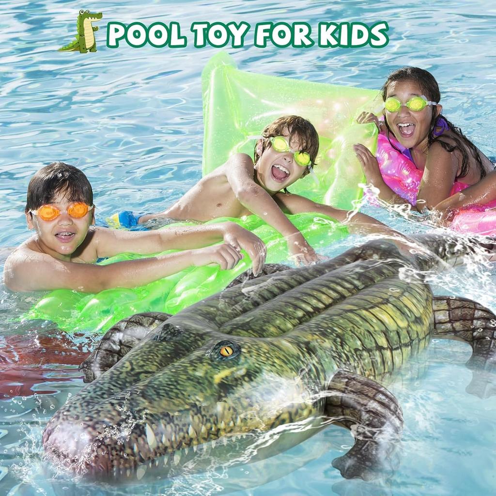 Giant Inflatable Alligator Pool Float,84 inch Animal Themed Pool Toy Ballons for Birthday Pool Halloween Party Decorations,Blow Up Photo Prop,Party