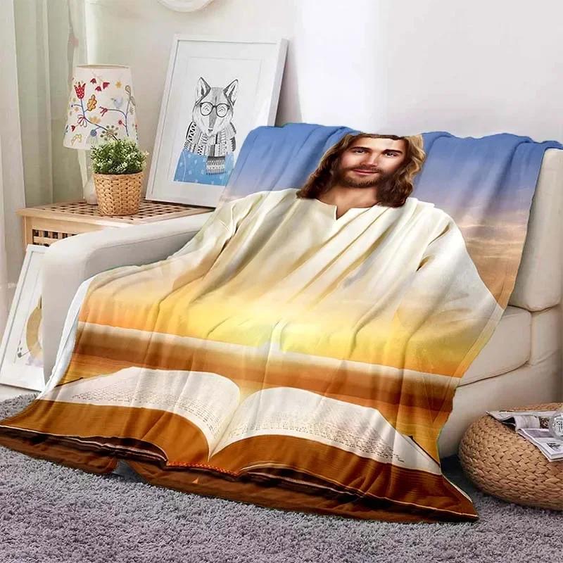 6 Size Merciful Jesus Christian God Flannel Art Blanket Throw Sofa Bed Cover Four Season Soft Fluffy Quilt Blanket Flannel Throw