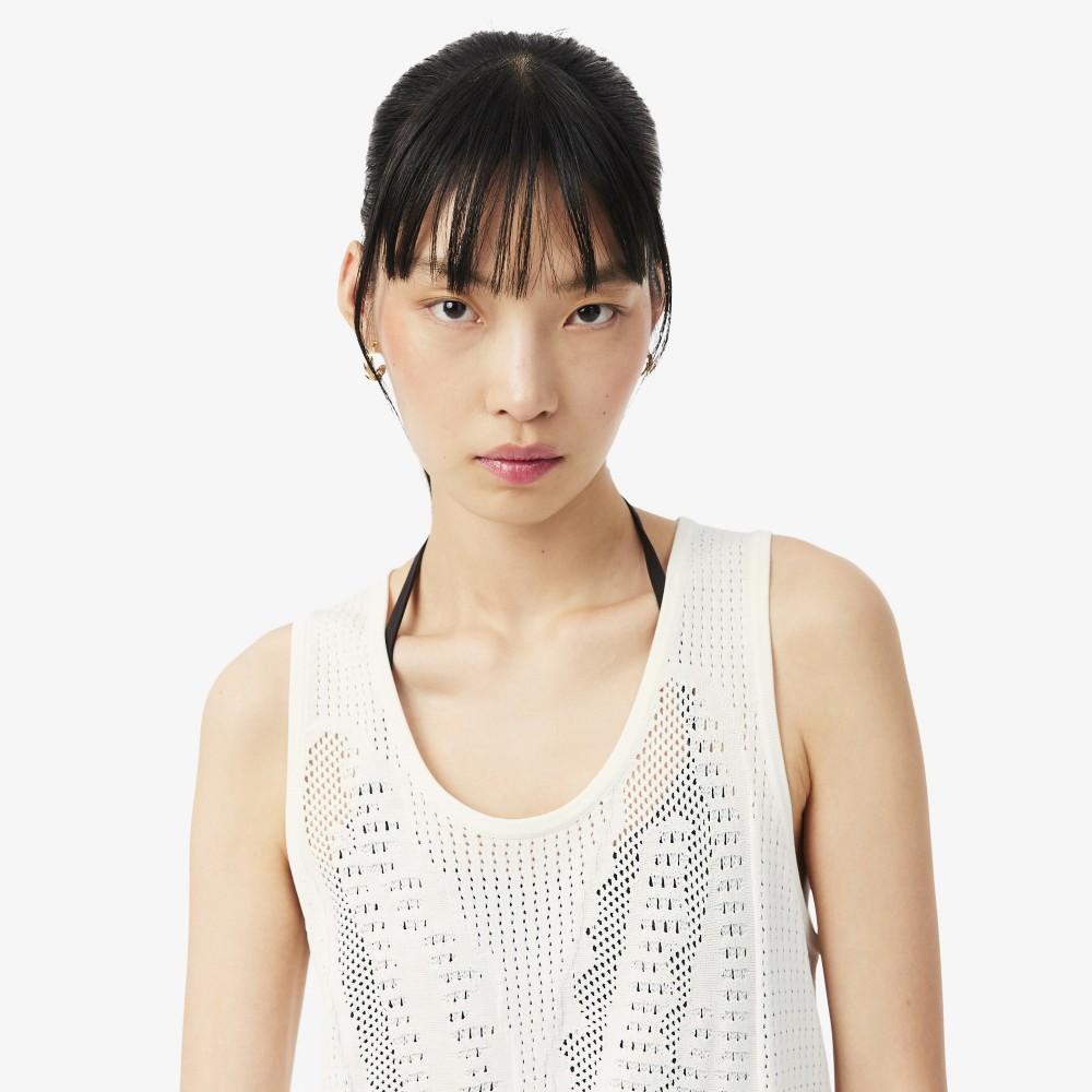 [Lacoste] Women's Mesh Sleeveless Sweater AF9854-56G70V