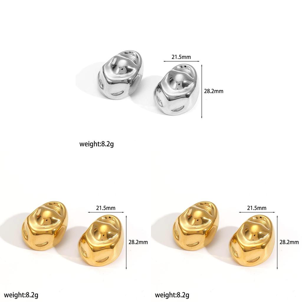 Stainless Steel Geometric Earrings For Women With Wrinkled Style For Fashion Casual Wear
