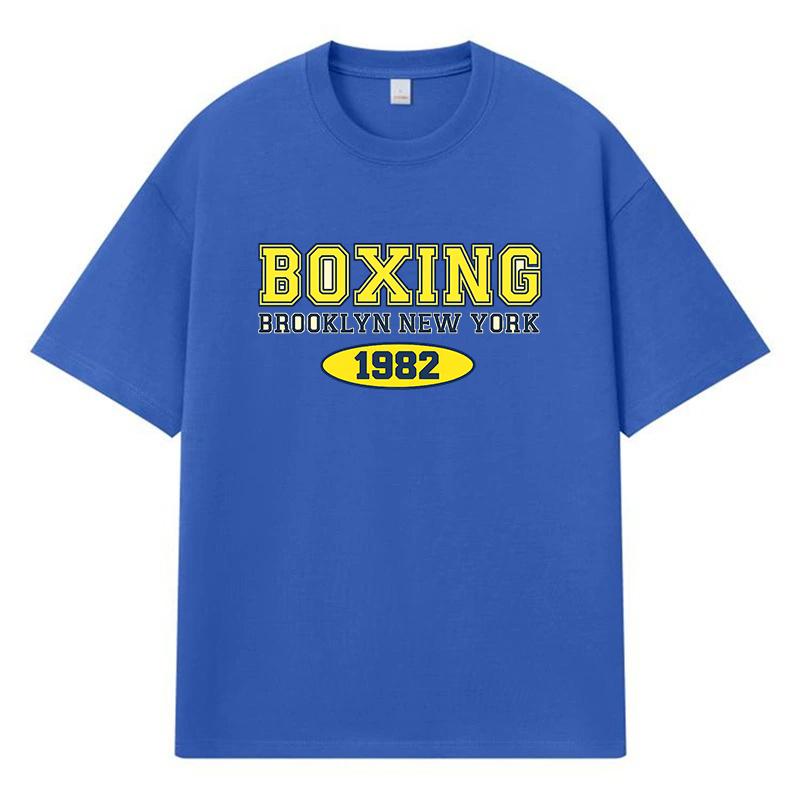 2026 Boxing Brooklyn New York 1982 Printed Graphic Y2k Harajuku Streetwear 100% Cotton T Shirt Casual Oversized Summer Men T-shirt