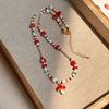 Summer Cute Cartoon Fruit Red Mushroom Pendant Colorful Bead Choker Necklace Women Aesthetic Y2K Neck Jewelry Accessories Gift
