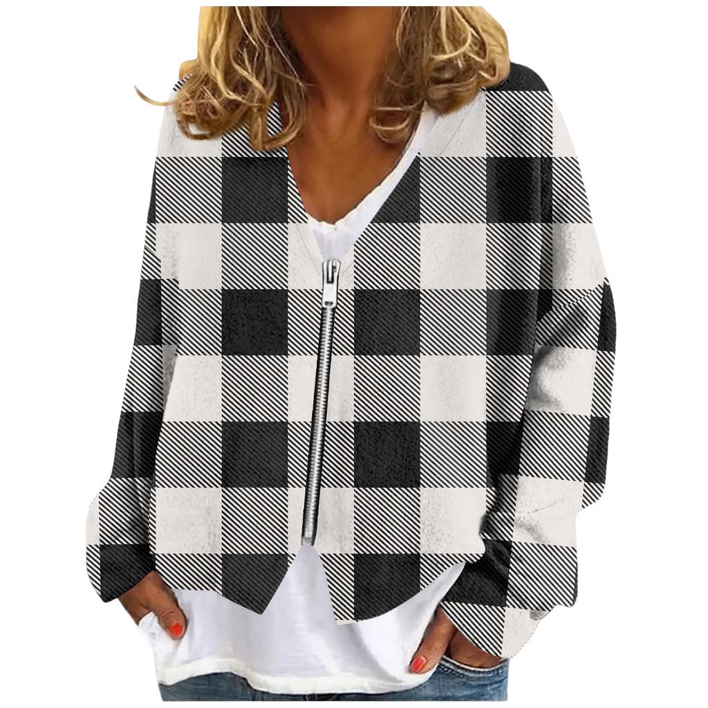 Womens Zip Up Sweaters Sweatshirts Long Sleeve Oversized Jackets Soft Casual Loose Tunic Tops