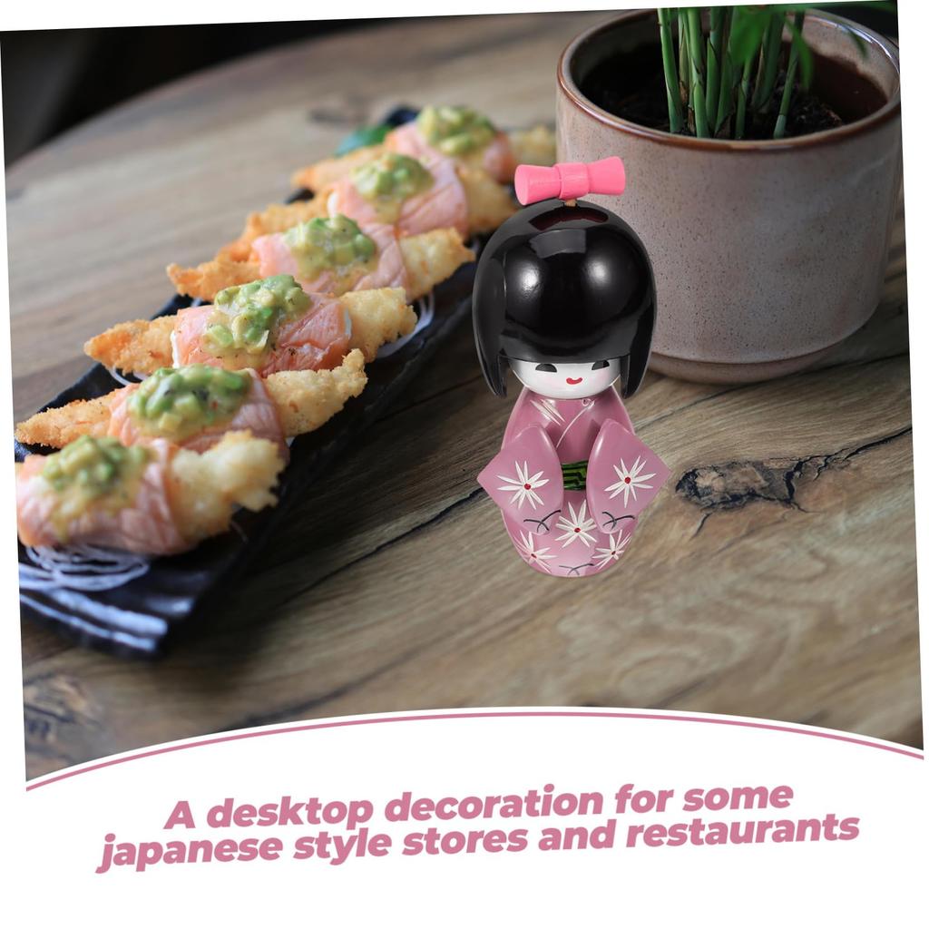 Toyvian Kimono Doll Doll Wooden Japanese Female Figurine Decor Girl Kimono Home Crafts Traditional Craft Ornament 2-Piece Collector's