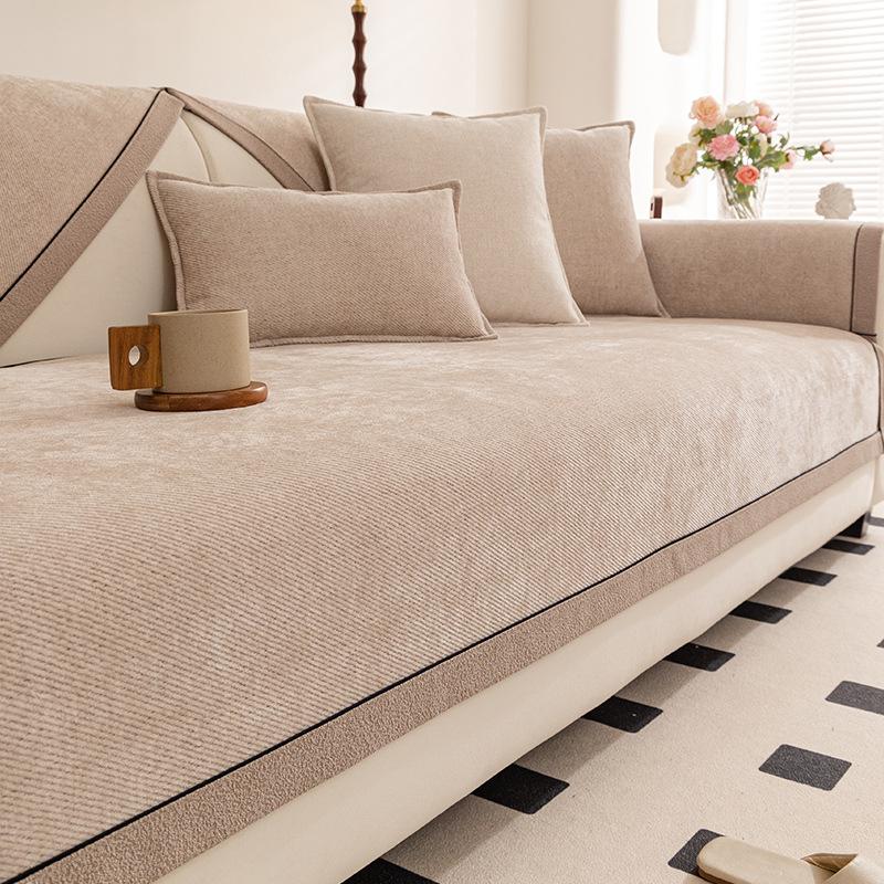 New Sofa Cover Universal In All Seasons, Simple Modern Non-Slip Seat Cushion, Chenille Sofa Cushion Cover Cloth Towel