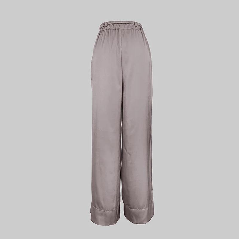 Completo Pantaloni da Donna Colore Unico Mezzo Collo Monospalla Senza Maniche Camicie Allacciatura Pantaloni Gamba Larga Donna 2025 Estate Nuovi Abbigliamento da Strada Donna