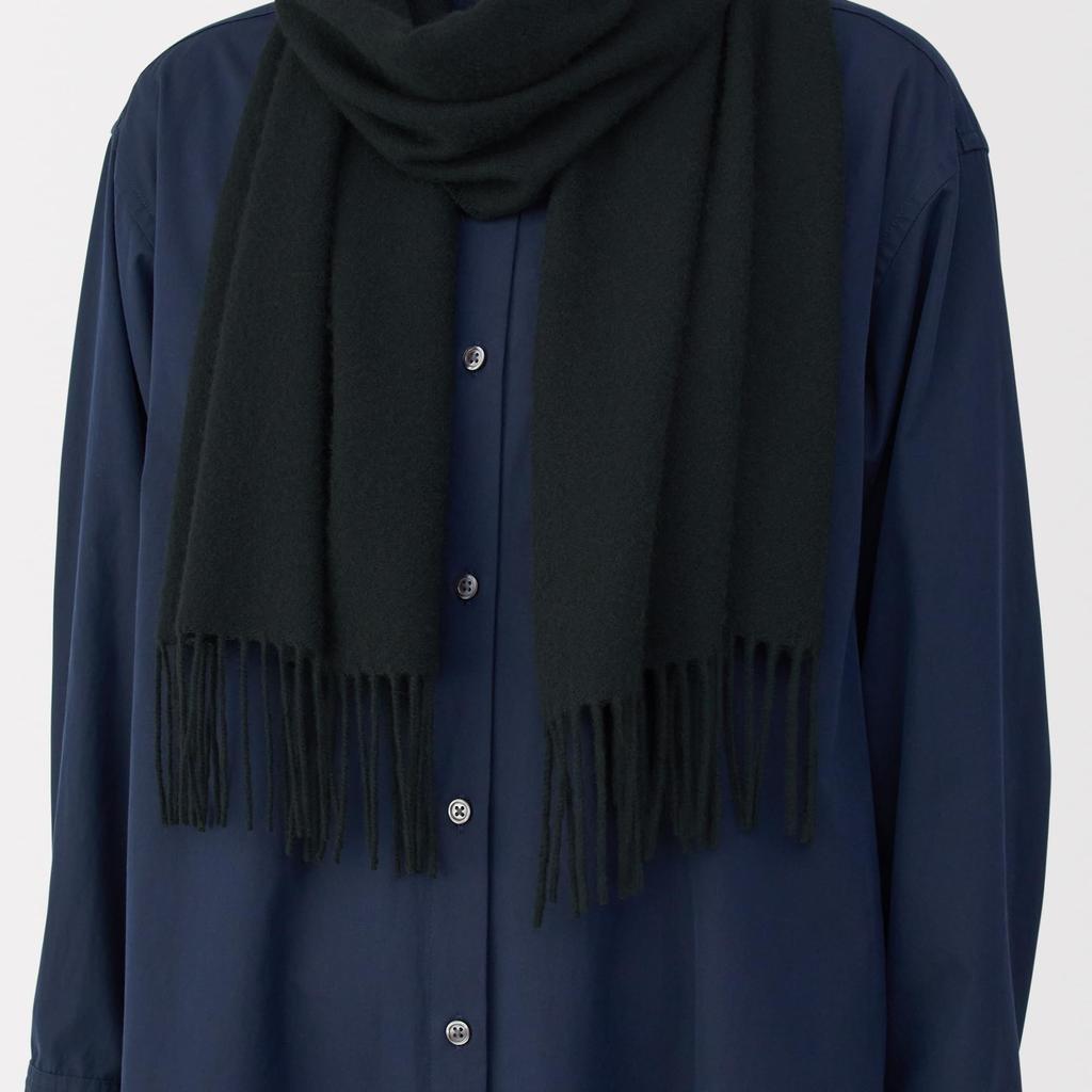 MUJI Fluffy Wool 35 X 180cm Scarf, Unisex, Adult, DD0IOA5A, Black,