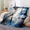 1Pc Corpse Bride Cartoon Print Flannel Blanket, High Quality Comfortable for All Seasons, Home Decor, Warmth and Comfort, Perfect for Gifts