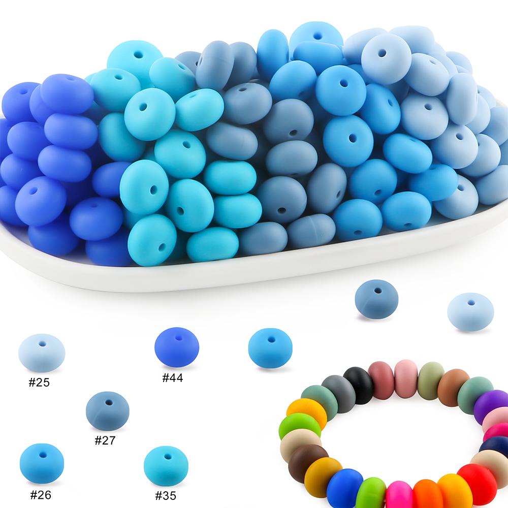 25Pcs/lot 14mm Abacus Silicone Lentil Beads Loose Bead For Jewelry Making DIY Jewelry Accessories Keychain Beaded Pen Bracelets
