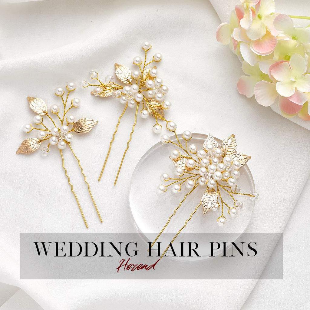 European Bridal Headdress: Handmade Leaf Hairpin Set (3 Pieces) for Updo Accessories