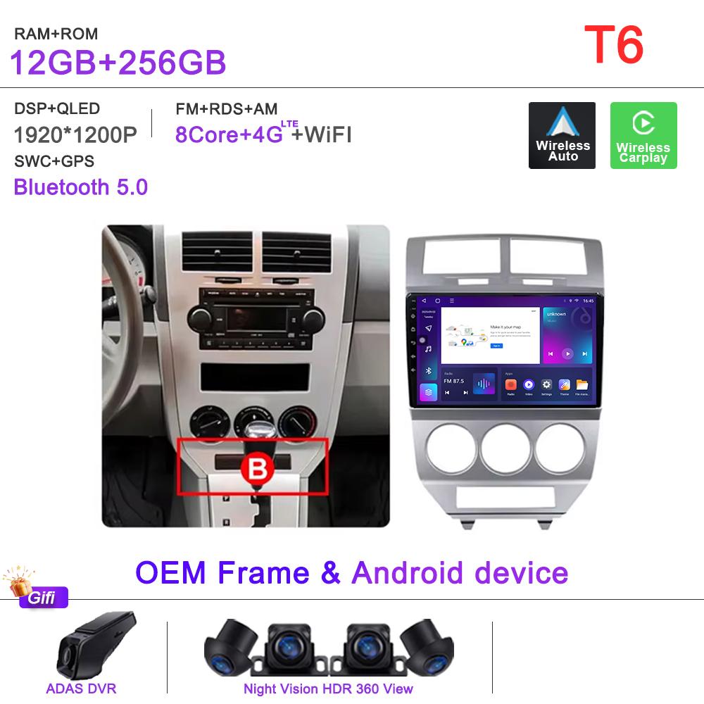 Android 16 Radio For Dodge Caliber Jeep Compass 1 MK Patriot 2006 - 2010 Multimedia Player Stereo Head Unit GPS Navigation HDR