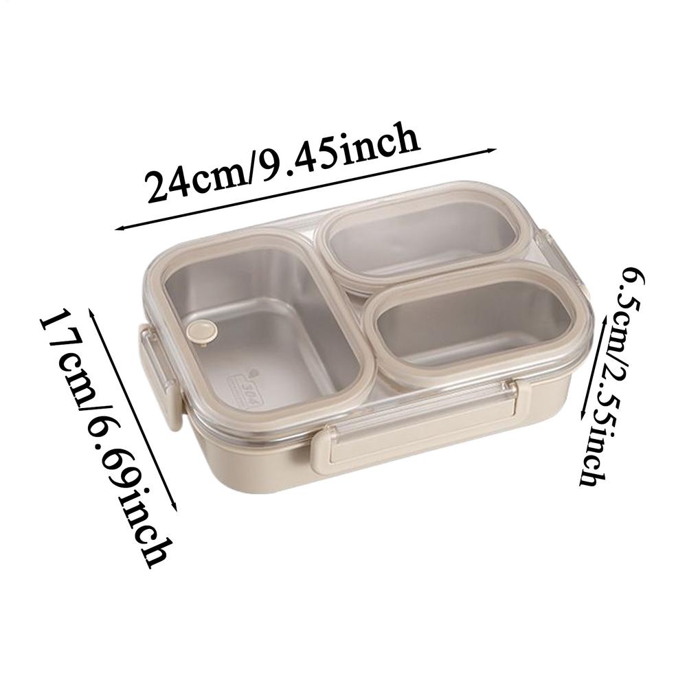 

Kids Lunch Box Containers Stainless Steel Dinner Box 3-Compartment Portable Lunch Case For Kids For Meal Prep Work Travel Picnic бежевий