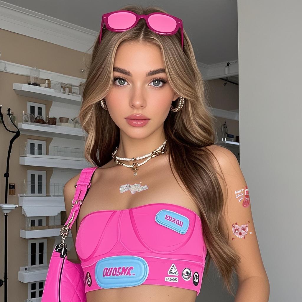 Pink Barbie Metallic Laser Tattoo Stickers - Trendy Summer Party Cool & Sweet Style