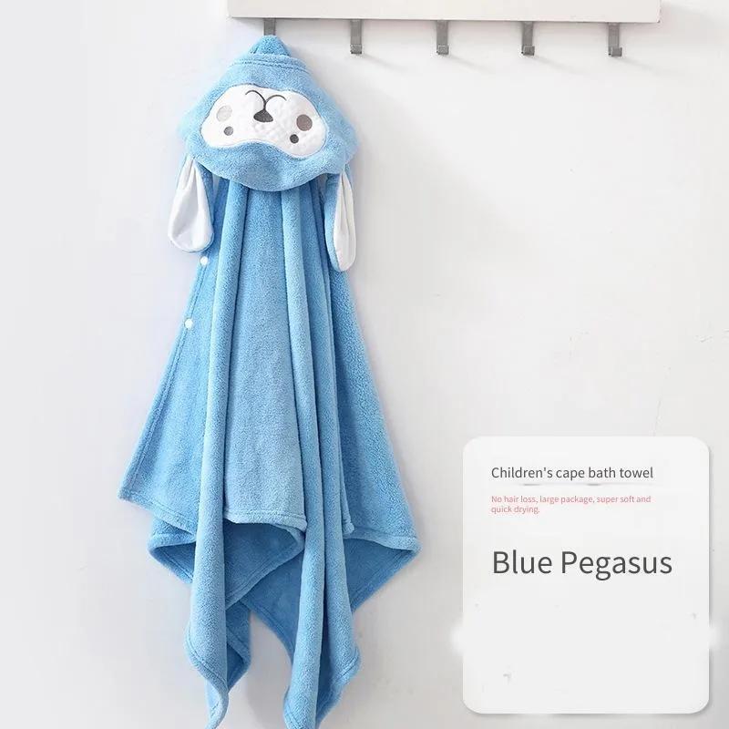 Winter Coral Fleece Kids Hooded Bath Towel 105x150cm Soft Wearable Bathrobe Cape Children Animal Bath Wrap Poncho for Toddlers