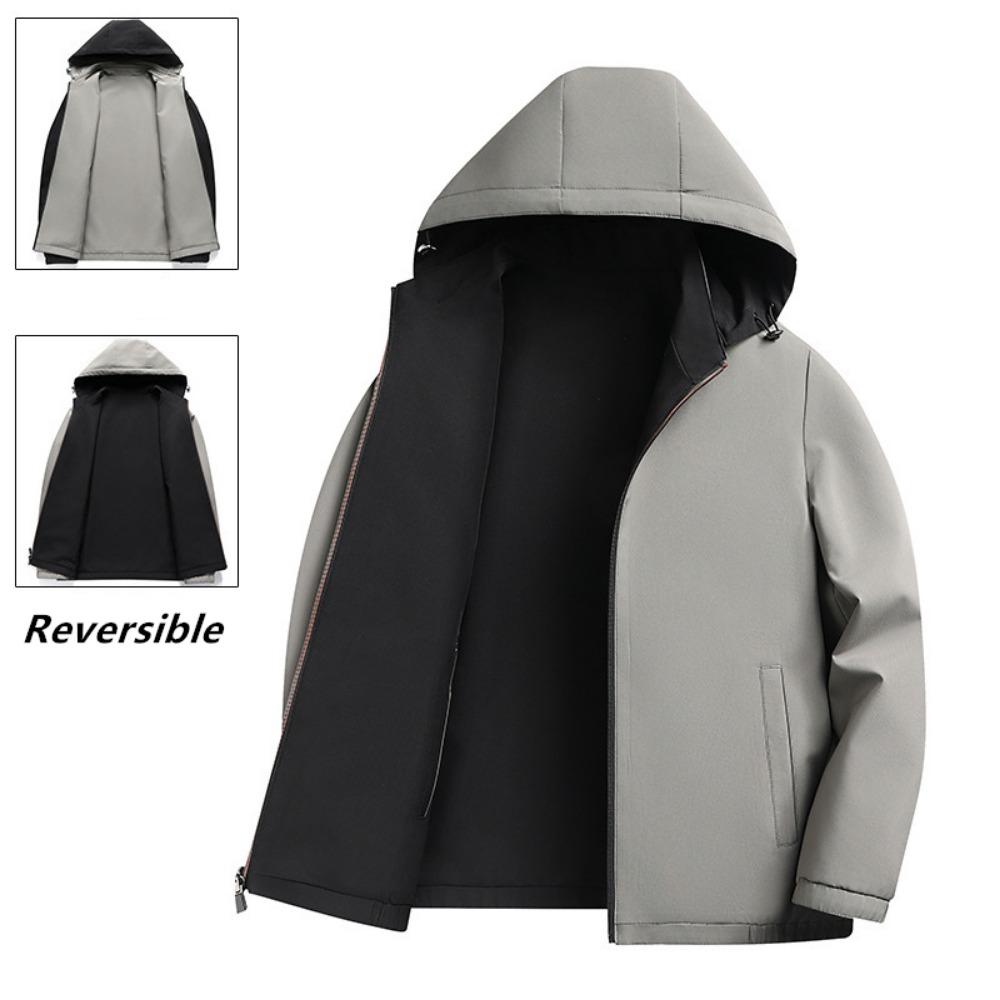 New Outdoor Men's Sports Solid Color Leisure High-grade Middle-aged and Elderly Wear Reversible Baseball Jacket