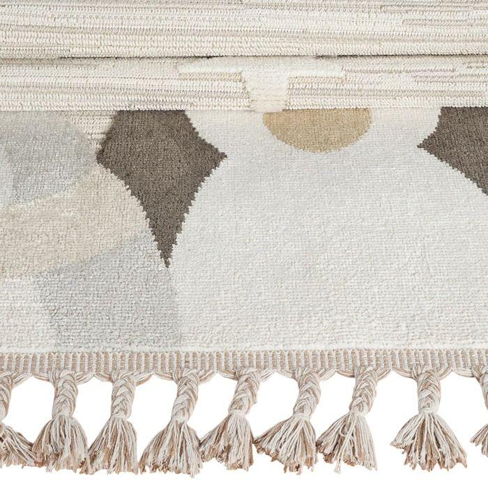 Soft Round Children's Rug Polar Animal Pattern White 130x130