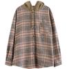 Women S Plus Size Hooded Plaid Wool Blend Shirt Coat For Autumn Winter