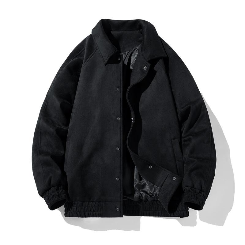 Men's Spring and Autumn Lapel Suede Jacket Vintage Loose Men's Casual Jacket Top