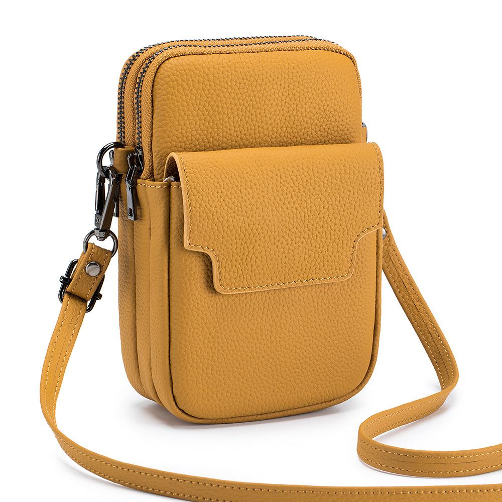 

Новая модная женская сумка двухслойная на молнии вертикальная сумка для мобильного телефона большой вместимости женская простая на плечо мессенджер коричневый