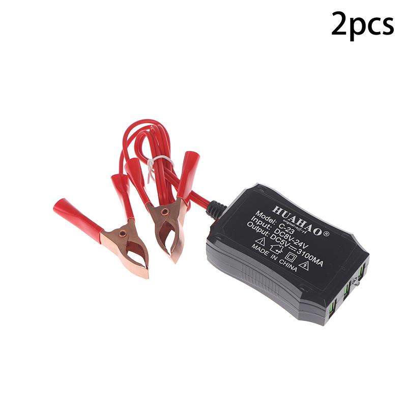 New 1/2Pcs 12V 24V To 5V Emergency Power USB Adapter With 3USB Ports And Battery Clip For High-Efficient Phone Charging
