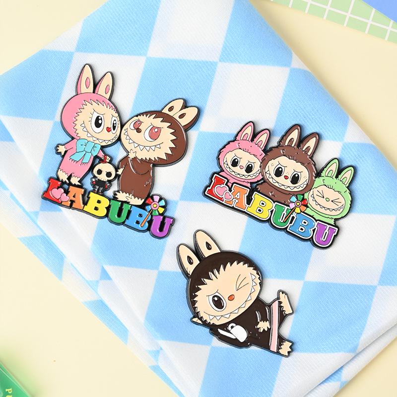 Labubu Cartoon Creative Metal Fridge Magnet – Cute, Strong Magnetic Decoration.