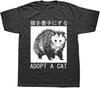 Adopt A Cat Opossum Japanese T Shirts Graphic Cotton Streetwear Short Sleeve Birthday Gifts Black