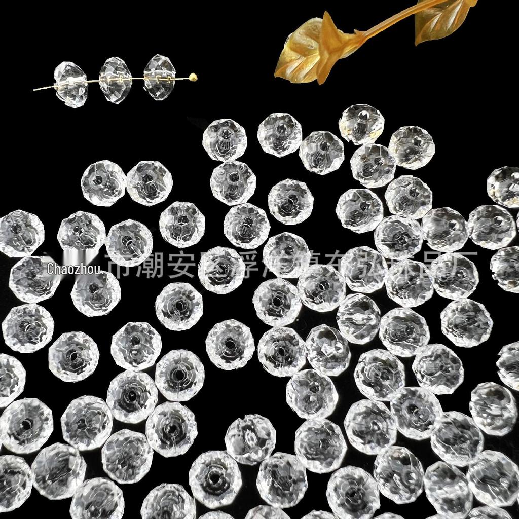 Faceted Acrylic Crystal Transparent Flat Beads for DIY Hairpins and Headwear