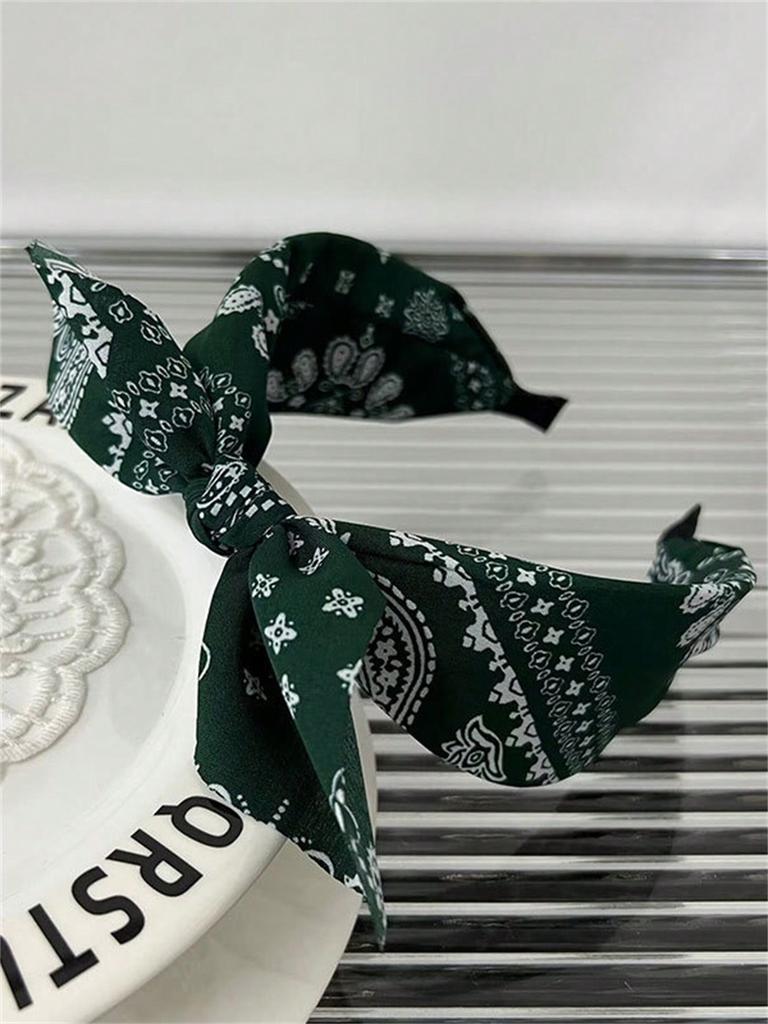 1 women's spring new vintage printed bow headband photo wash broken headband Headband Headpiece