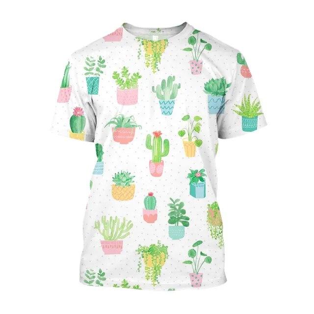 

Трендовые футболки с 3D принтом кактусов, унисекс, мешковатые винтажные футболки Cottagecore для мужчин, модная одежда, спортивная одежда L