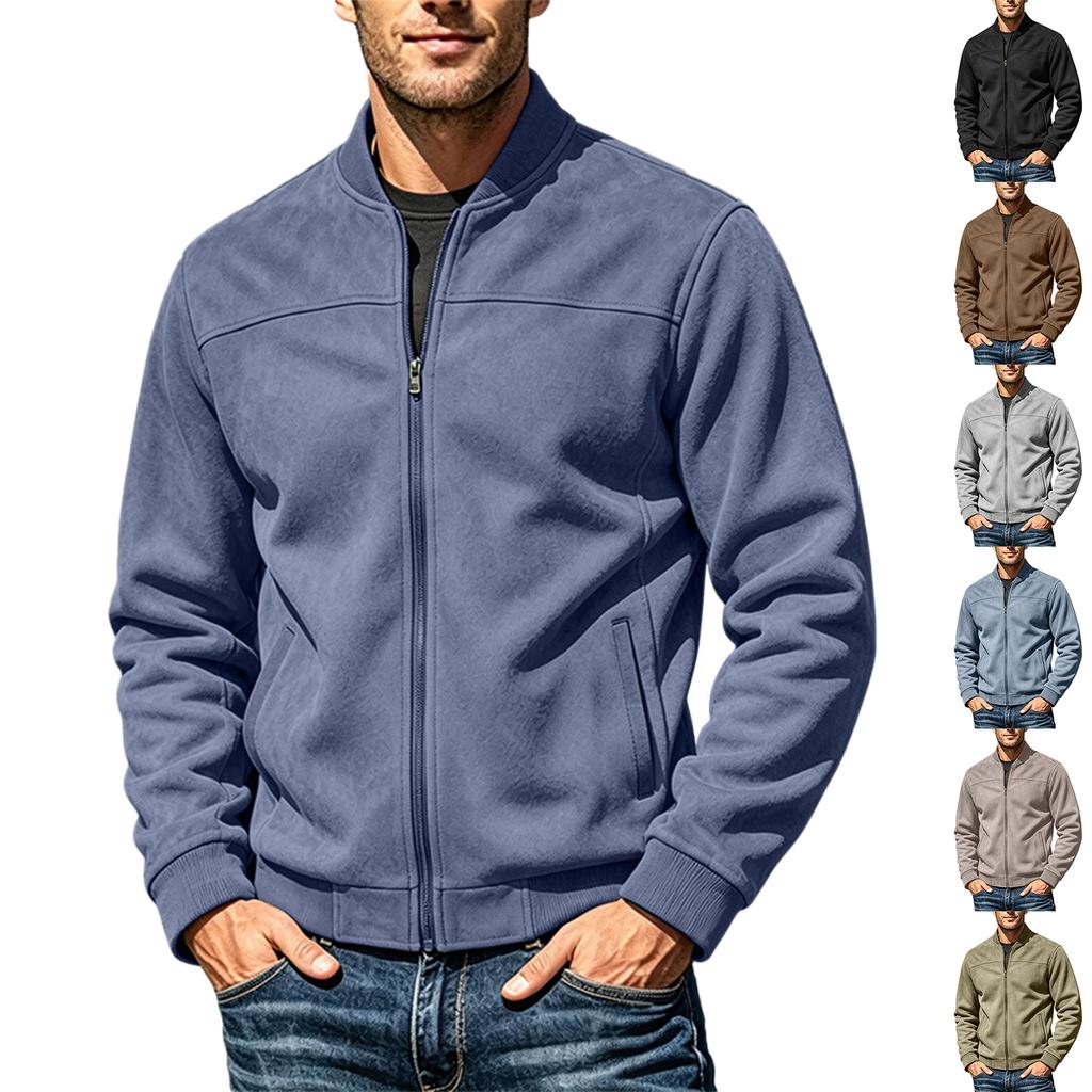Men's Baseball Jacket Long Sleeve Zip-Up, Casual Fashion Coat for Fall and Winter