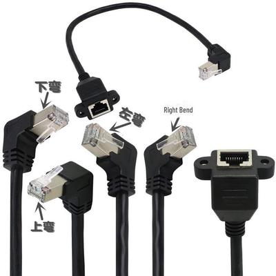 RJ45 Erkek - Dişi Ağ Uzatma Kablosu, Vida Delikli 90° Dik Açı Dirsek
