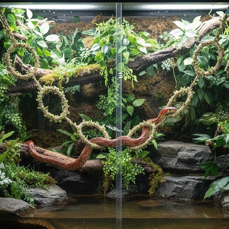 Snake Climbing Rings 38.4In Long Handwoven Twine Rope Pet Climbing Toy For Pet Feeding Box Terrarium Decoration