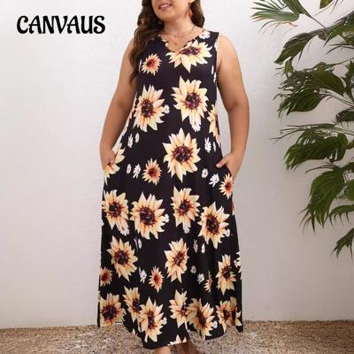 Καλοκαιρινό Φόρεμα Fashion Plus Size Γυναικεία Φορέματα με στάμπα ηλίανθου
