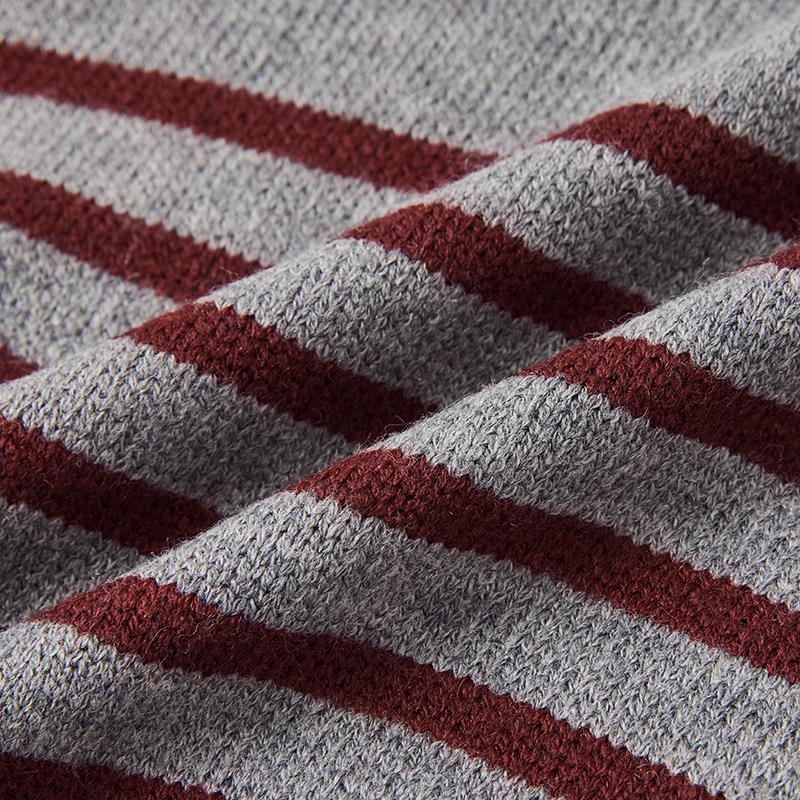 Lagogo Knitted Color Contrasting Long Sleeve Striped Round Neck Sweater