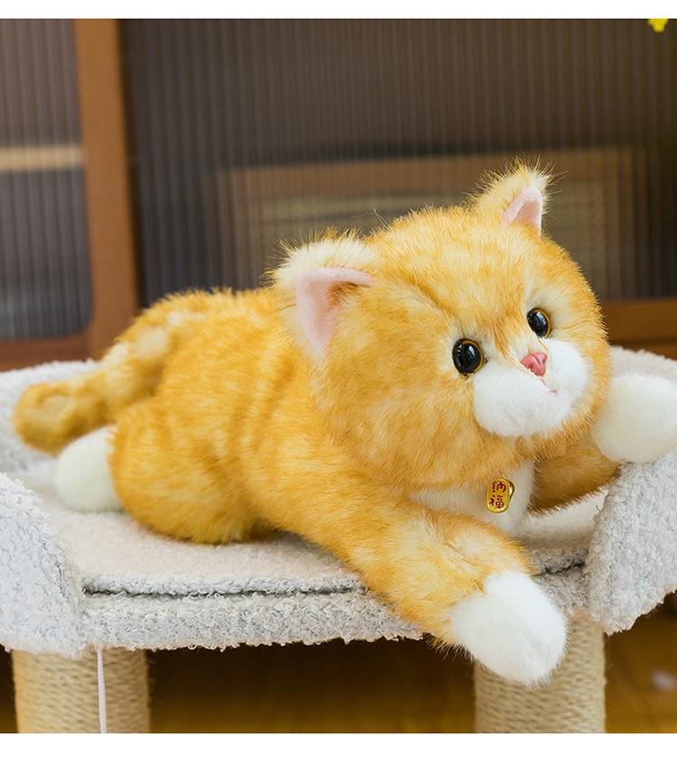 Adorable Calico Cat & Dog Plush Toy - Lying Pillow for Kids' Room Decor