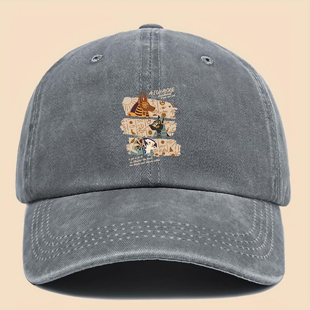 Pc Lustige Baseballkappe mit Aufdruck Ägyptische Mythologie Anubis Design Trendige Klassische Schwarze Papa Trucker-Kappe Atmungsaktiv und Komforta