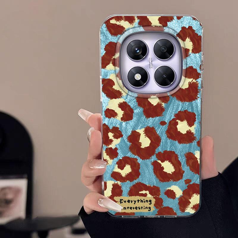 For Redmi Note 13 14S 14 Pro Plus 5G 14C A3 13C Poco X7 Pro Phone Case Leopard Feather Gauze Rainbow Butterfly Bumper Hard Cover