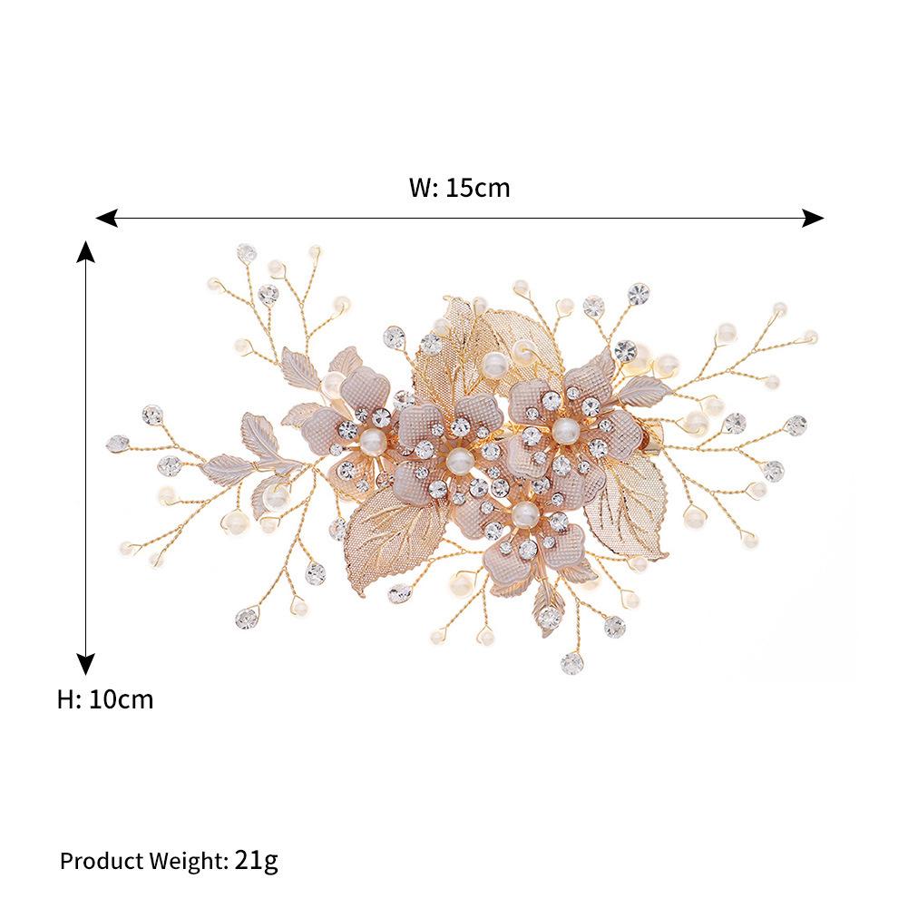 SLBRIDAL Handmade Crystal Rhinestone Alloy Flower Leaf Bridal Hair Clip Barrettes Wedding Hair Accessories Women Hair Jewelry