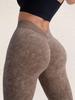 Seamless Sandwashed Women's Yoga Pants - Peach Hip Lift, High Elasticity, Outdoor Running & Sports Tights