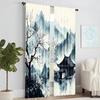 2 pcs, versatile polyester transparent curtains for home decoration Japanese-Inspired for use in bedrooms and living rooms
