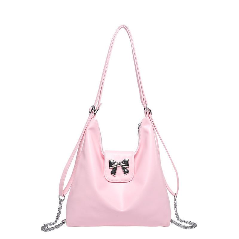 Bags2024 Chic Women s Handbag With Bow And Stitch Details In White Black Silver Pink розовый