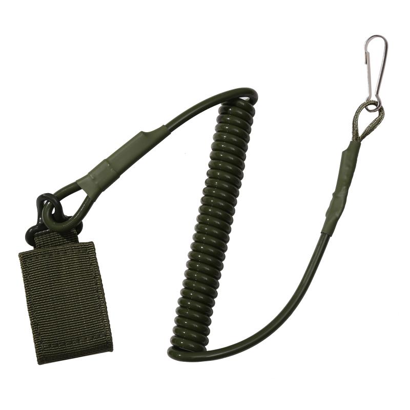 Elastic Lanyard Rope Tactical Anti-lost Spring Safety Strap Gun Rope For Key Ring Chain Flashlight Hunting Accessories