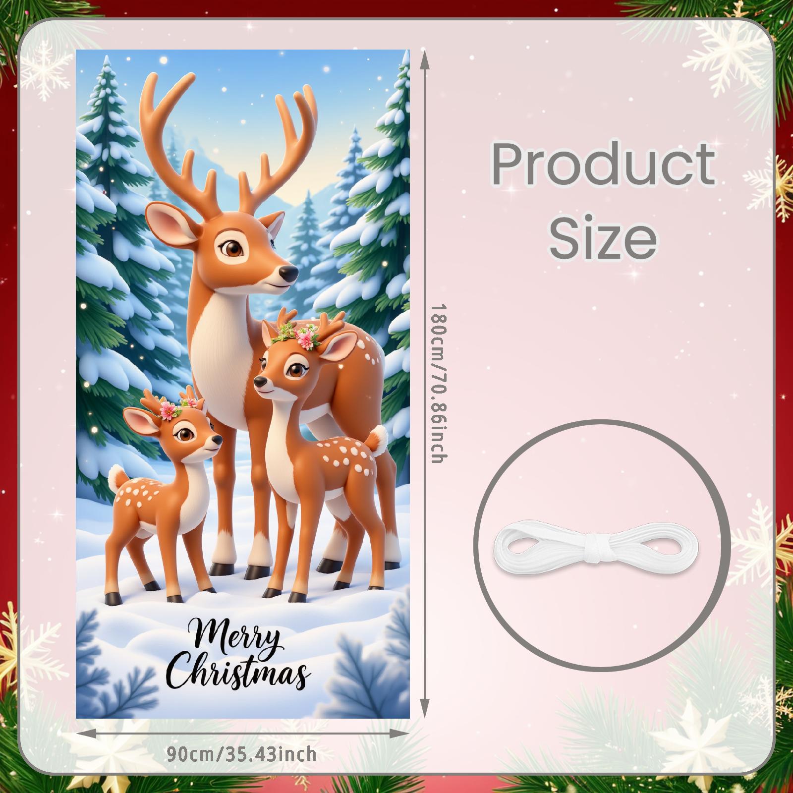 

Reindeer Elk Banner Christmas Banner Door Cover Lining Home Winter Banner For Holiday Celebration Home Decoration