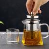 Heat Resistant Glass Teapot With Stainless Steel Coffee Infuser Heated Container Tea Pot Good Clear Kettle Square Filter Baskets